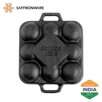 9 Pit Paniyaram/Appam Tawa Pre-Seasoned Cast Iron