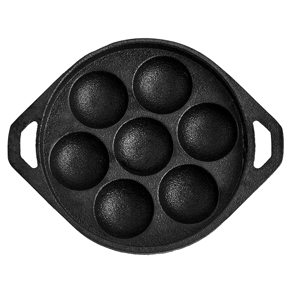 7 Pit Paniyaram/Appam Tawa Pre-Seasoned Cast Iron